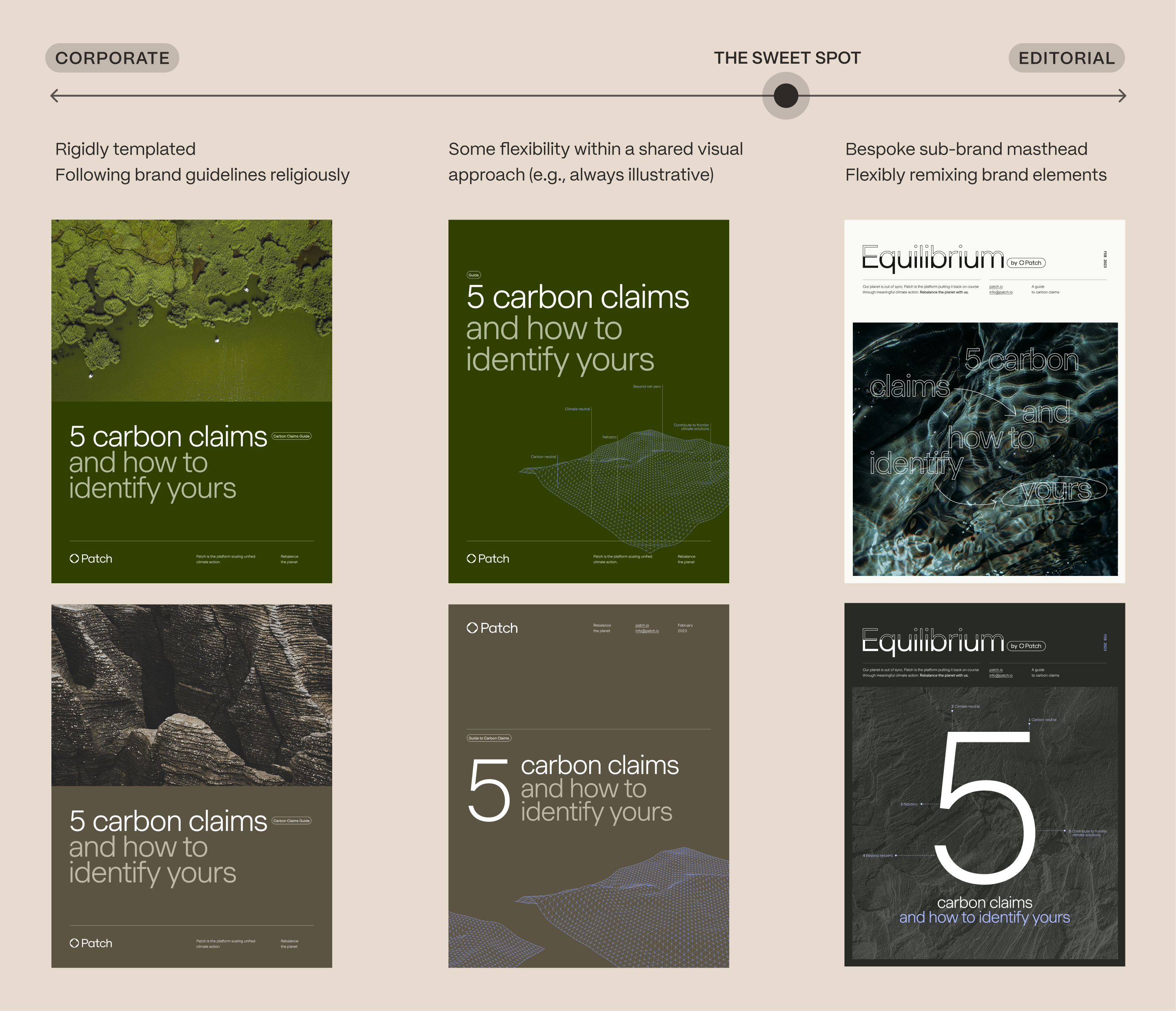 Collateral design exploration — range from corporate to editorial